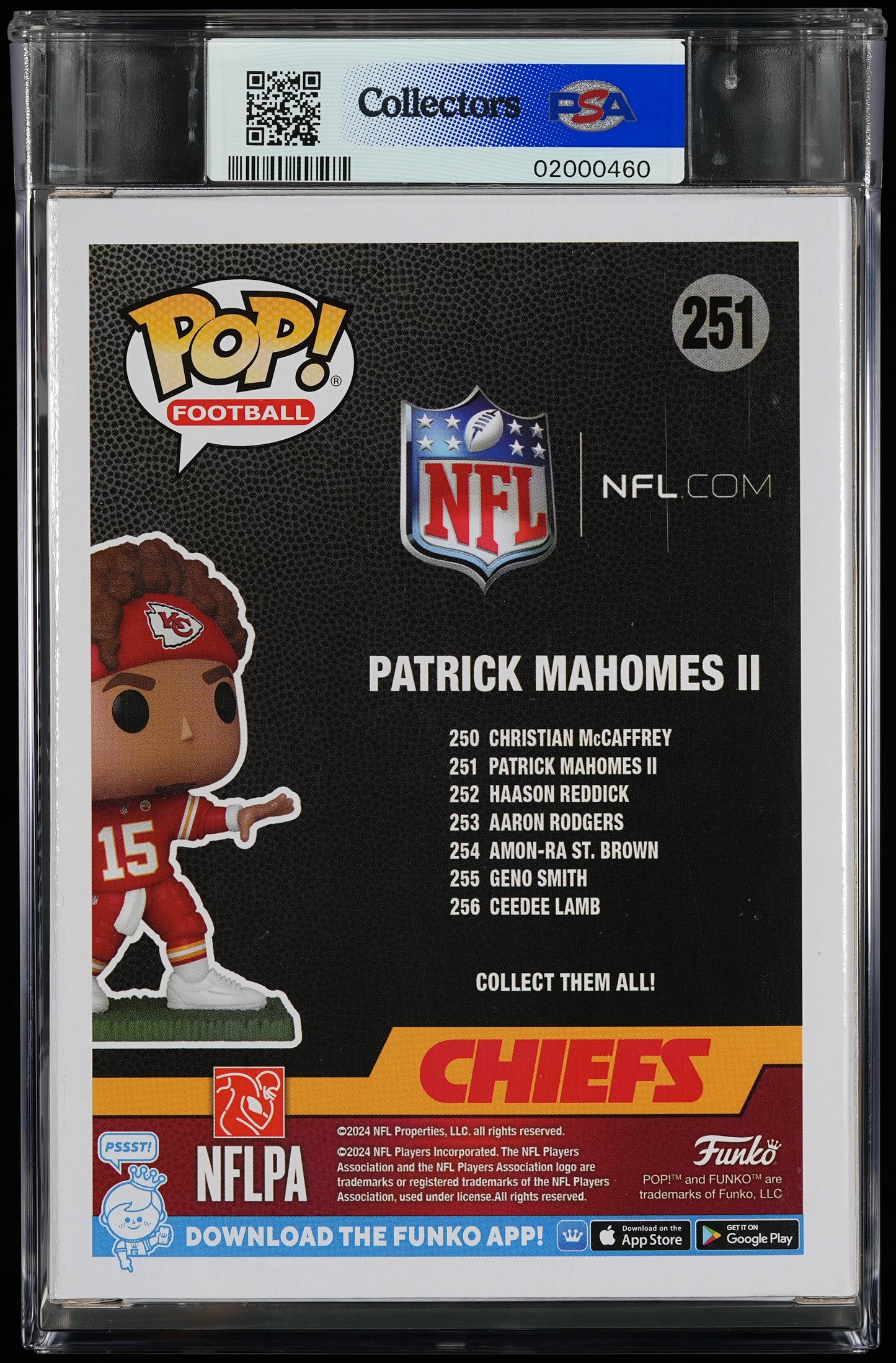 Funko POP! Football 251 Patrick Mahomes II PSA NEAR MINT + 8.5