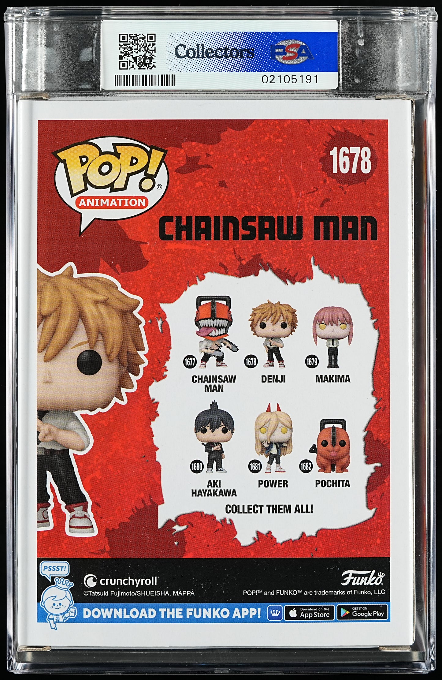 Funko POP! Animation 1678 Denji PSA NEAR MINT + 8.5