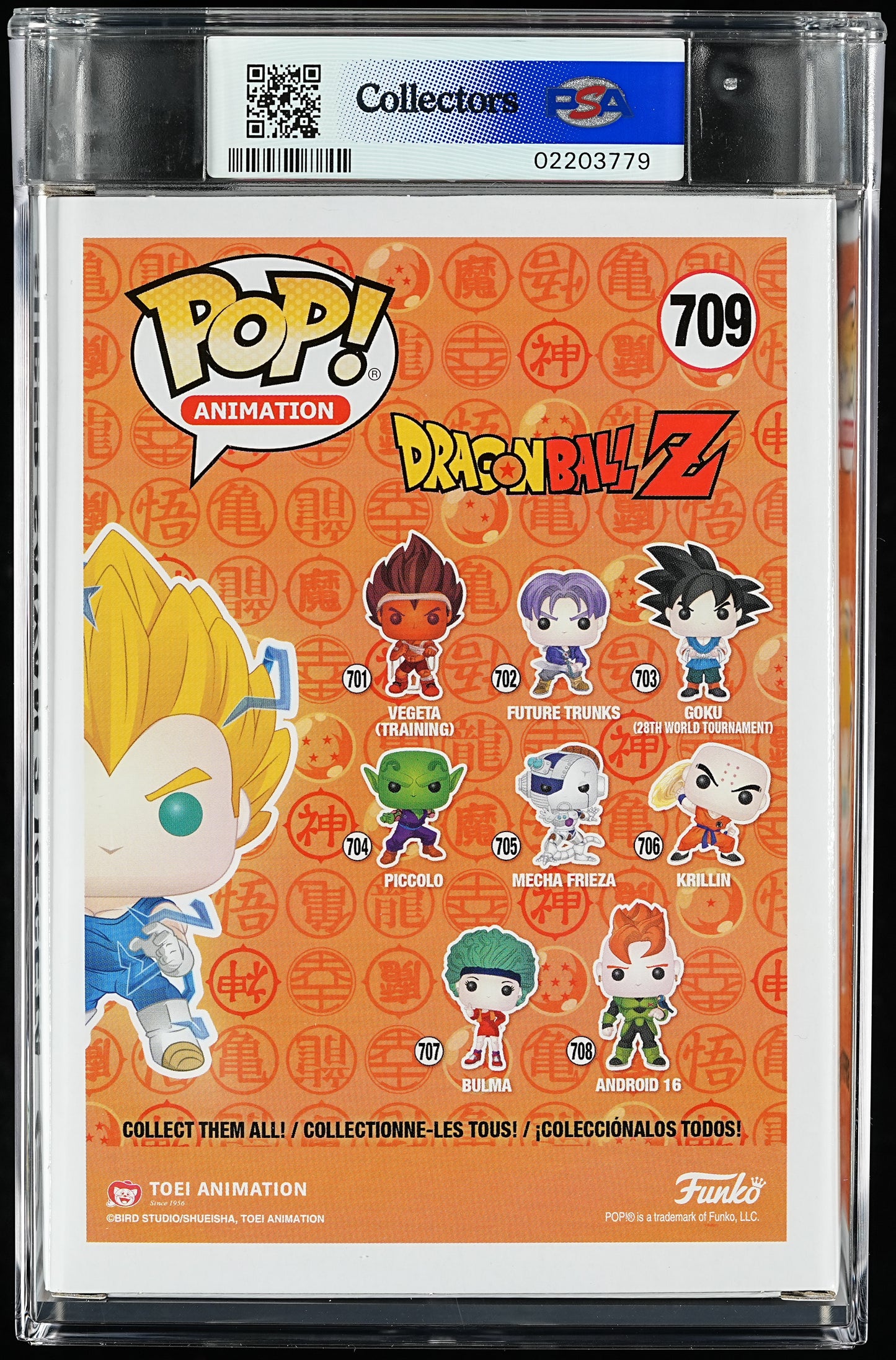 Funko POP! Animation 709 Super Saiyan 2 Vegeta PSA MINT 9