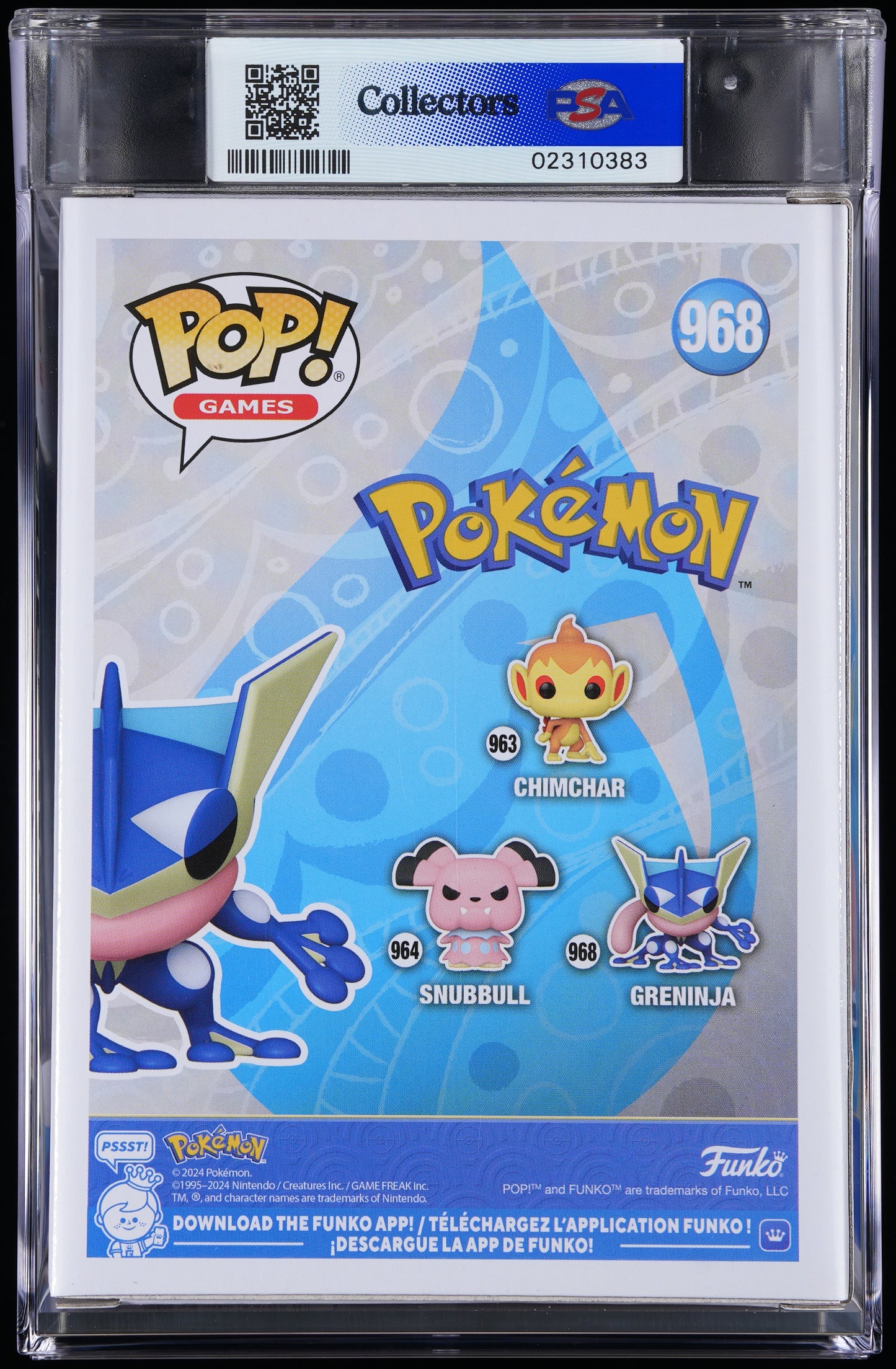 Funko POP! Pokemon 968 Greninja PSA GEM MINT 10