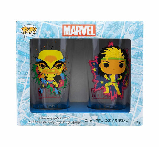 Funko POP! Home Marvel X-Men Blacklight Wolverine & Rogue Glass Set 2-Pack Exclusive