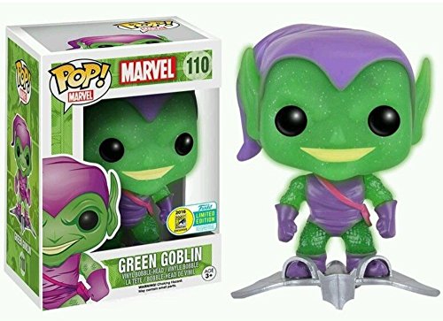 Funko POP! Marvel Translucent Glitter Glow Green Goblin with Glider SDCC 2016 Exclusive Figure