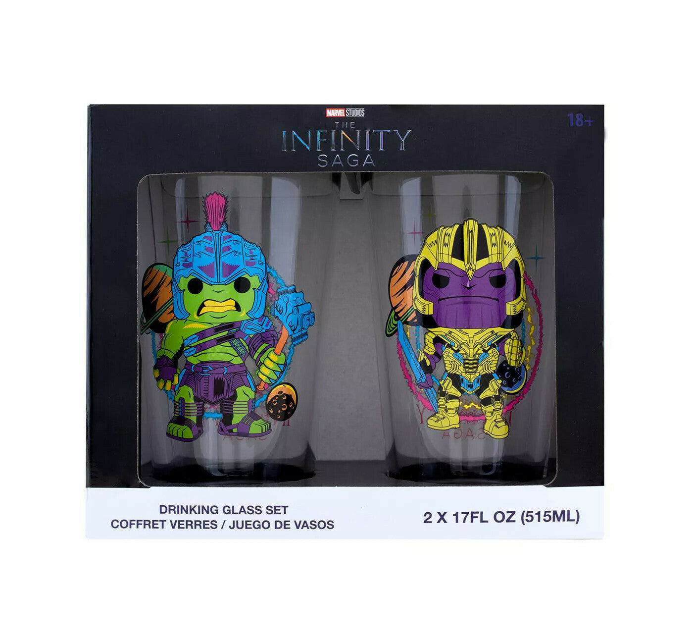 Funko POP! Home Marvel The Infinity Saga Thanos and Hulk Blacklight Glass Set