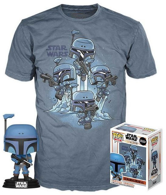 Funko POP! and Tee Star Wars The Mandalorian Death Watch No Stripes with Size Large T-Shirt Collectors Box Exclusive