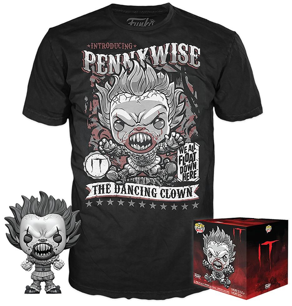 Funko POP! and Tee IT Pennywise with Teeth [Black & White] with Size Medium T-Shirt Collectors Box Exclusive