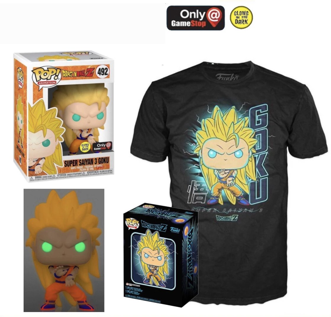 Funko POP! Tees Super Saiyan 3 Goku [Glow in the Dark] Collectors Box with Size XL T-Shirt Exclusive