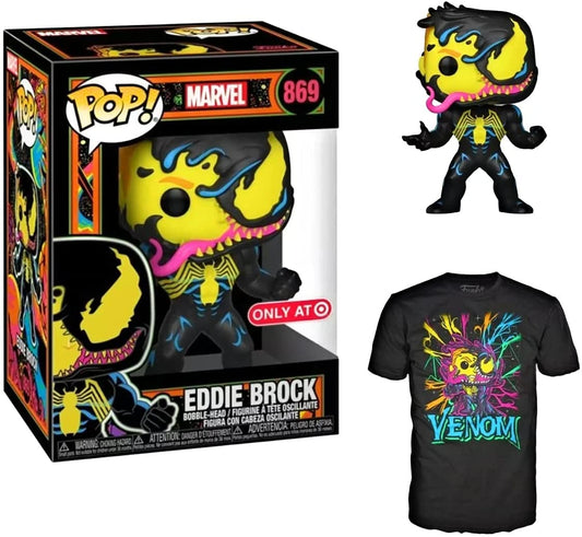 Funko POP! Tees Marvel Venom Eddie Brock #869 [Blacklight] with Size Xtra Large [XL] Collectors Box Exclusive