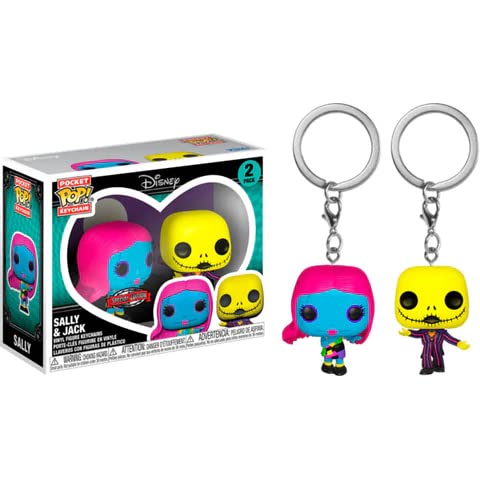 Funko Pocket POP! Keychain Nightmare Before Christmas Sally & Jack Black Light 2 Pack Exclusive