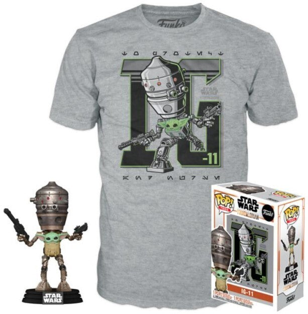 Funko POP! and Tee Star Wars The Mandalorian IG-11 Carrying Grogu with Size Large T-Shirt Collectors Box Exclusive