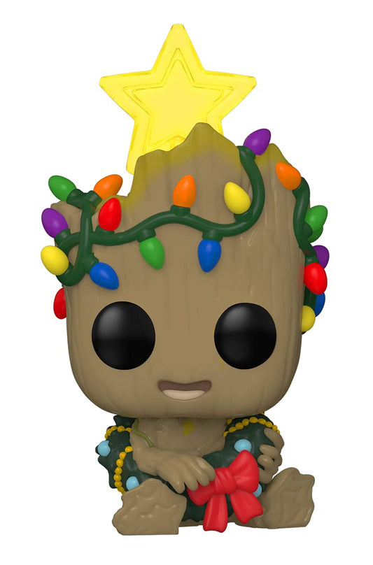 Funko POP! Marvel Holiday Groot with Lights (Glow in The Dark), Exclusive, Multicolor, 3.75 inches