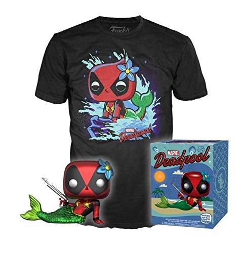 Funko POP! and Tee Marvel Deadpool Mermaid [Metallic] with Size Large T-Shirt Collectors Box Exclusive