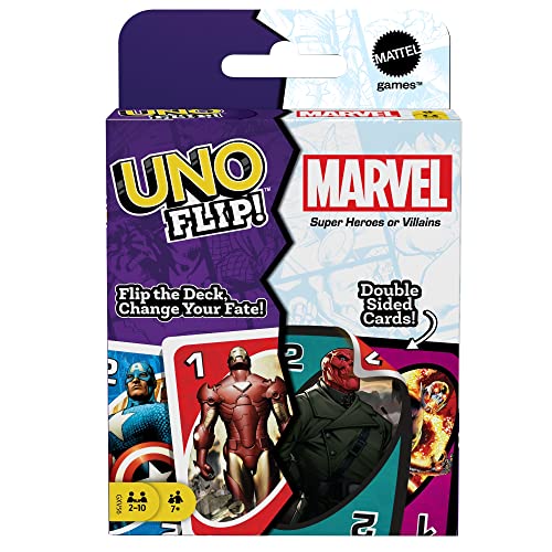 Mattel Games UNO FLIP Marvel Card Game with 112 Cards