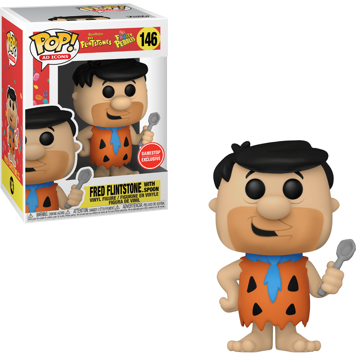 Funko POP! Ad Icons Fruity Pebbles Fred Flintstone with Spoon #146 Gamestop Exclusive