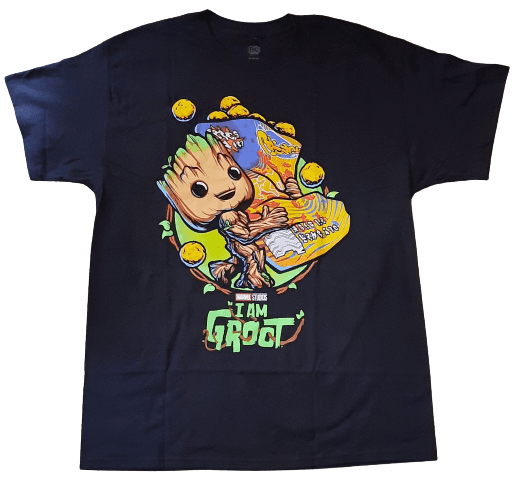 Funko POP! Tees I am Groot - Groot with Cheese Puffs Size Medium T-Shirt Collector Corps Exclusive