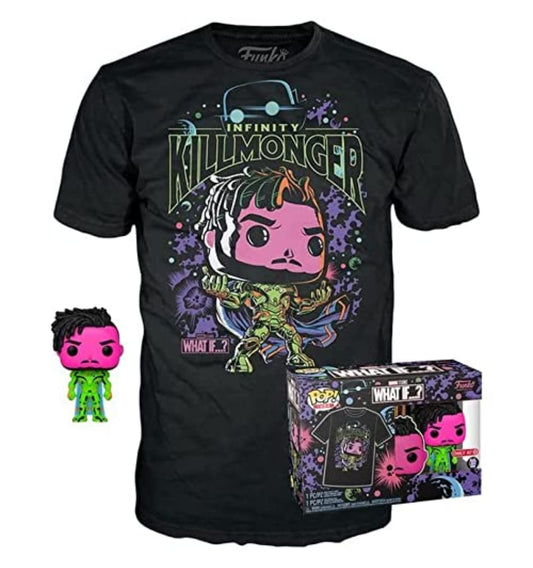 Funko POP! and Tee Marvel What If...? Erik Killmonger [Blacklight] with Size Large T-Shirt Collectors Box Exclusive