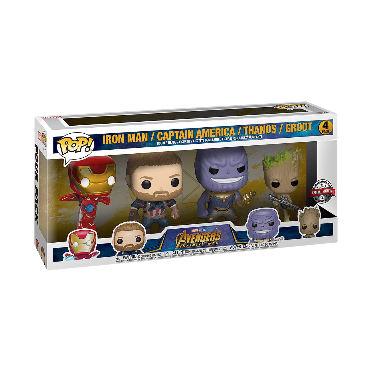 Funko POP! Marvel Infinity War Iron man/Captain America/Thanos/Groot 4-Pack Exclusive