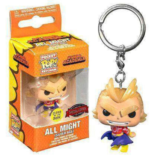 Funko Pocket Pop! My Hero Academia Silver Age All Might Glow in The Dark GITD Exclusive Keychain Keyring