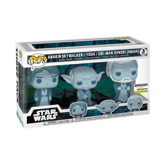 Funko POP! Star Wars Anakin Skywalker / Yoda / Obi-Wan Kenobi [Endor, Glows in the Dark] 3-Pack Exclusive
