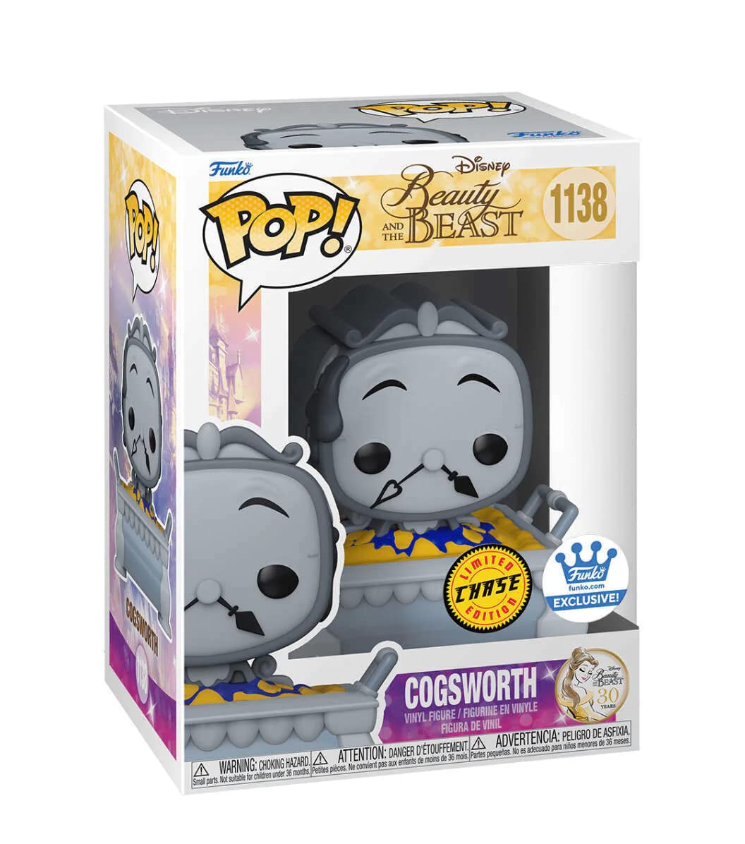 Funko POP! Disney Beauty And The Beast CHASE Cogsworth #1138 Exclusive