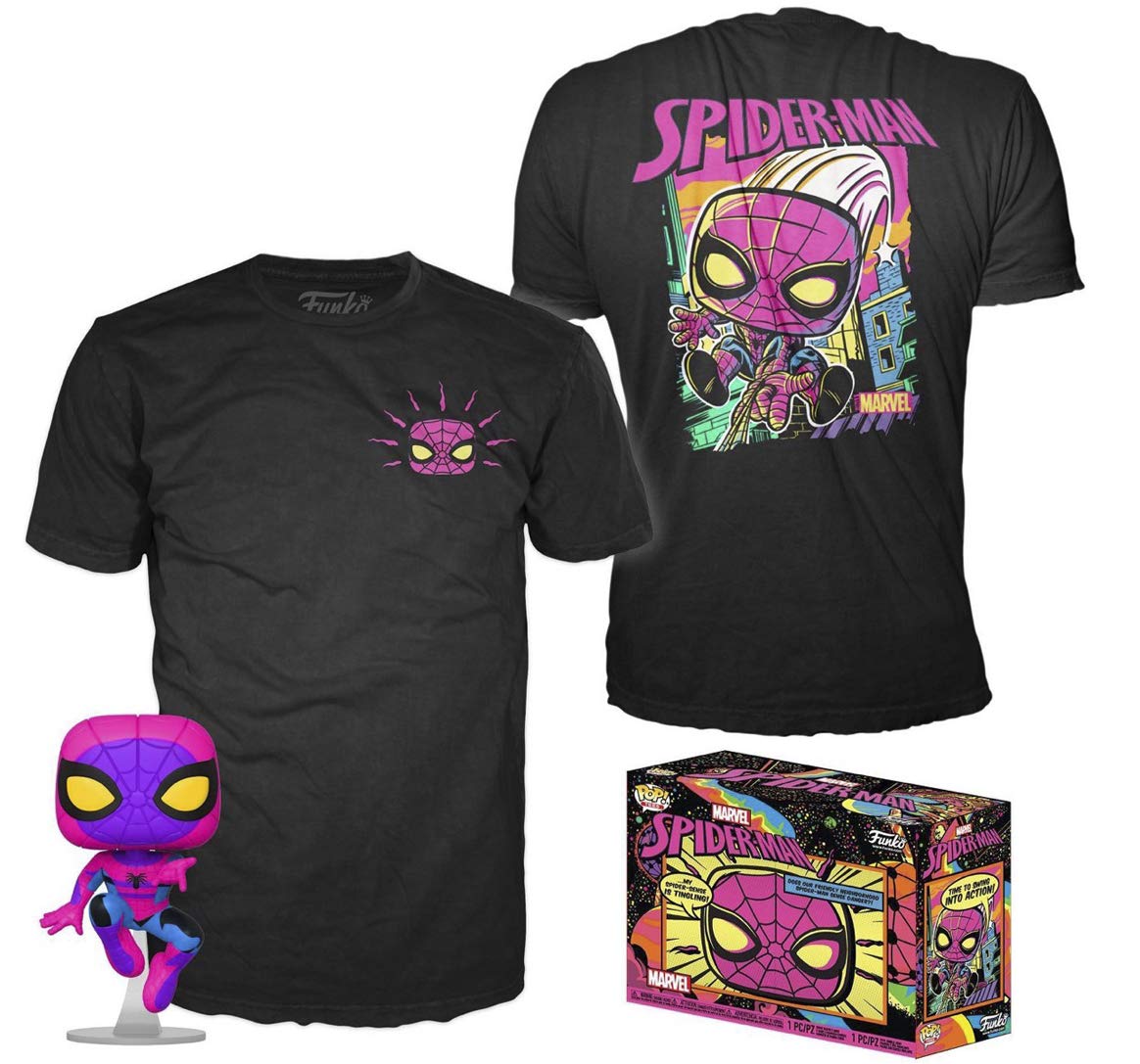 Funko POP! and Tee Marvel Spider-Man #652 [Blacklight] with Size 2X Large (2XL) T-Shirt Collectors Box Exclusive