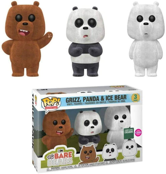 Funko POP! Animation We Bare Bears Grizz, Panda & Ice Bear Exclusive Vinyl Figure [Flocked]