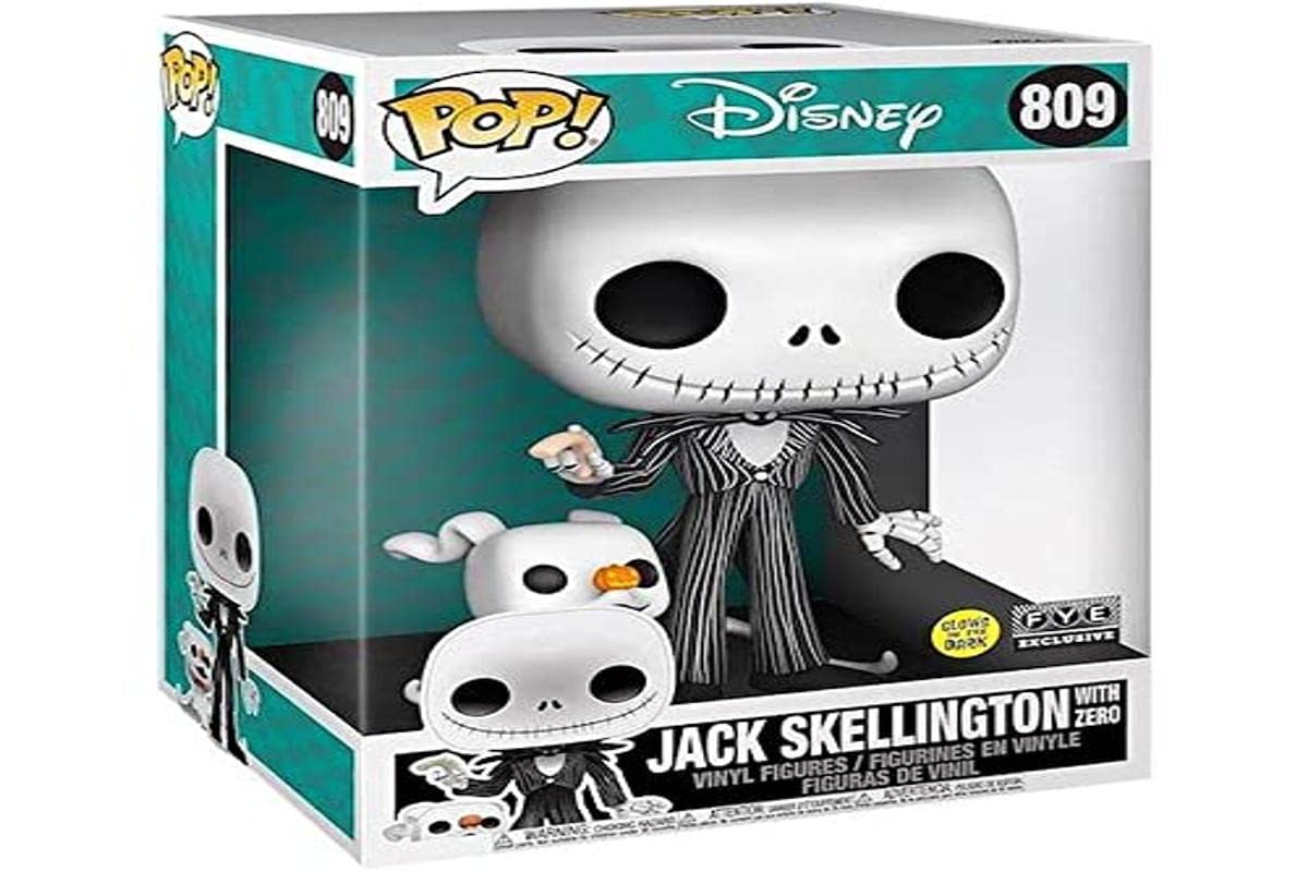 Funko POP! Disney The Nightmare Before Christmas 10 Inch Jack Skellington with Zero #809 [Glows in the Dark] Exclusive