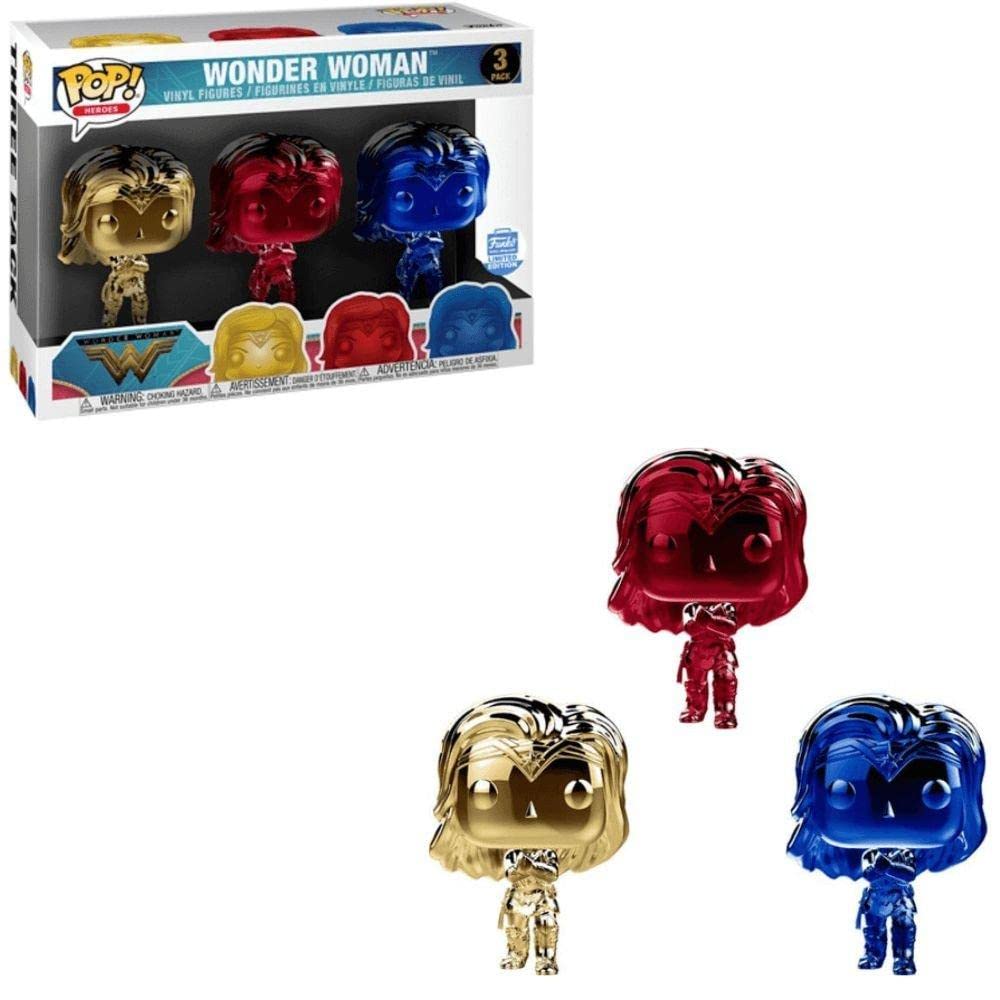 Funko POP! Heroes Wonder Woman (Gauntlets) (Chrome 3-Pack) Exclusive