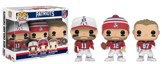 Funko POP! Football Patriots Julian Edelman, Tom Brady, & Rob Gronkowski 3-Pack Exclusive