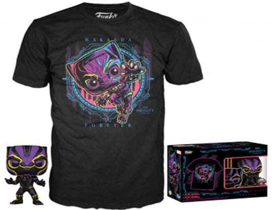 Funko POP! and Tee Marvel Infinity Saga Black Panther [Blacklight] with Size Large T-Shirt Collectors Box Exclusive