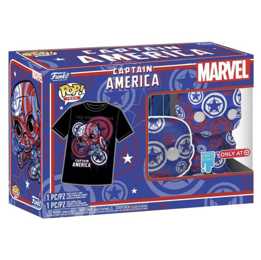 Funko POP! Tees Marvel Art Series Captain America #36 with Size 2XX-Large [2XL] T-Shirt Collectors Box Exclusive