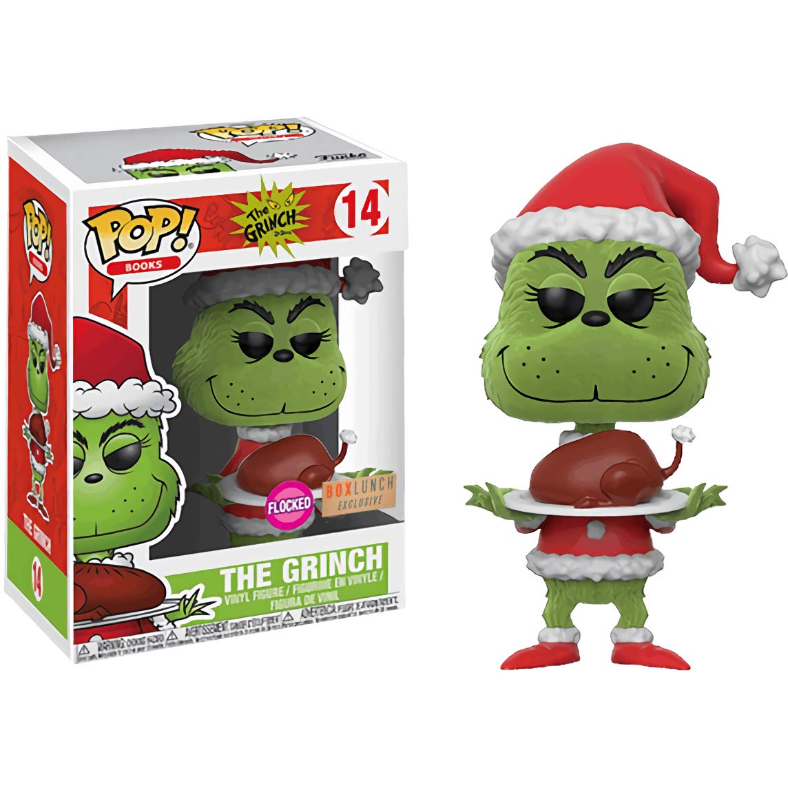 Funko POP! Books: Dr. Seuss The Grinch Who Stole Christmas The Grinch [Flocked] [Roast Beast] #14 Exclusive