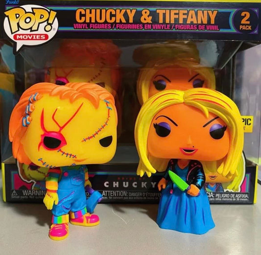 Funko POP! Movies Bride of Chucky - Chucky with Axe & Tiffany with Knife [Blacklight] 2-Pack Exclusive