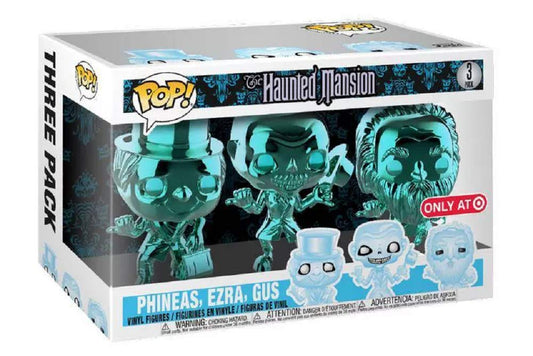Funko POP! Disney The Haunted Mansion 3 Pack Teal Metallic Chrome, Phineas, Ezra, Gus Exclusive