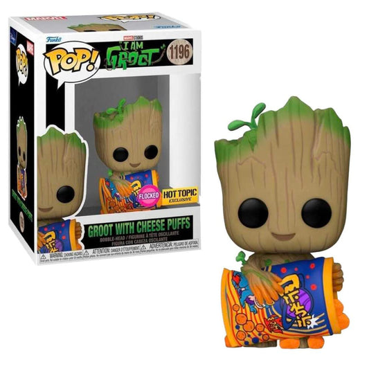 Funko POP! Marvel - I Am Groot - Groot with Cheese Puffs #1196 [Flocked] Exclusive