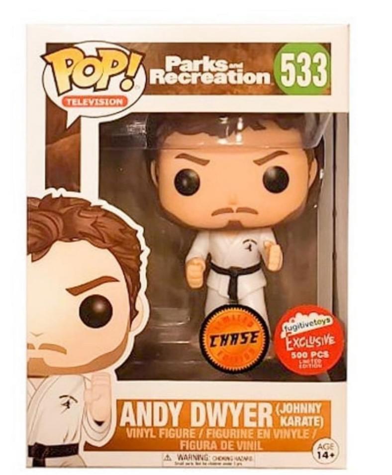 Funko POP! Television Parks and Reccreation Andy Dwyer (Johnny Karate) CHASE #533 Fugitive Toys Sticker LE 500 pieces