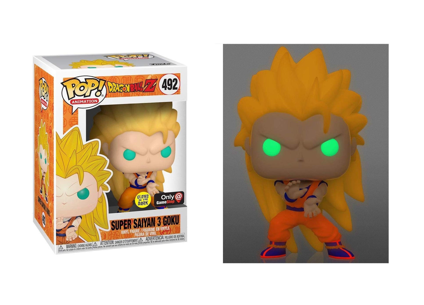 Funko POP! Dragonball Z Super Saiyan 3 Goku #492 [Glows in The Dark] Exclusive