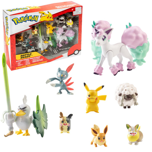 Pokemon Battle Figure Multi-8-Pack Featuring Galarian Ponyta & SirFetch'd Figures