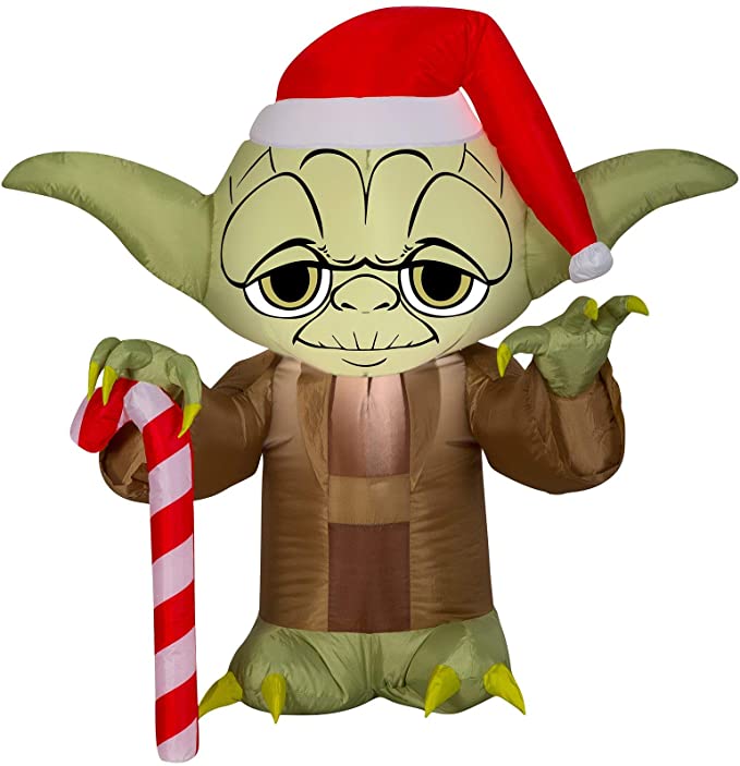 Gemmy Christmas Star Wars Yoda in Christmas Sweater Airblown Inflatable