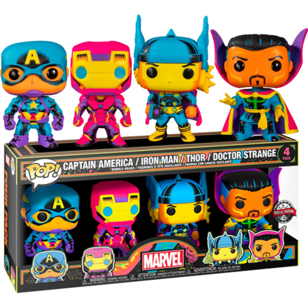 Funko POP! Marvel Captain America / Iron Man / Thor / Doctor Strange [Blacklight] 4-Pack