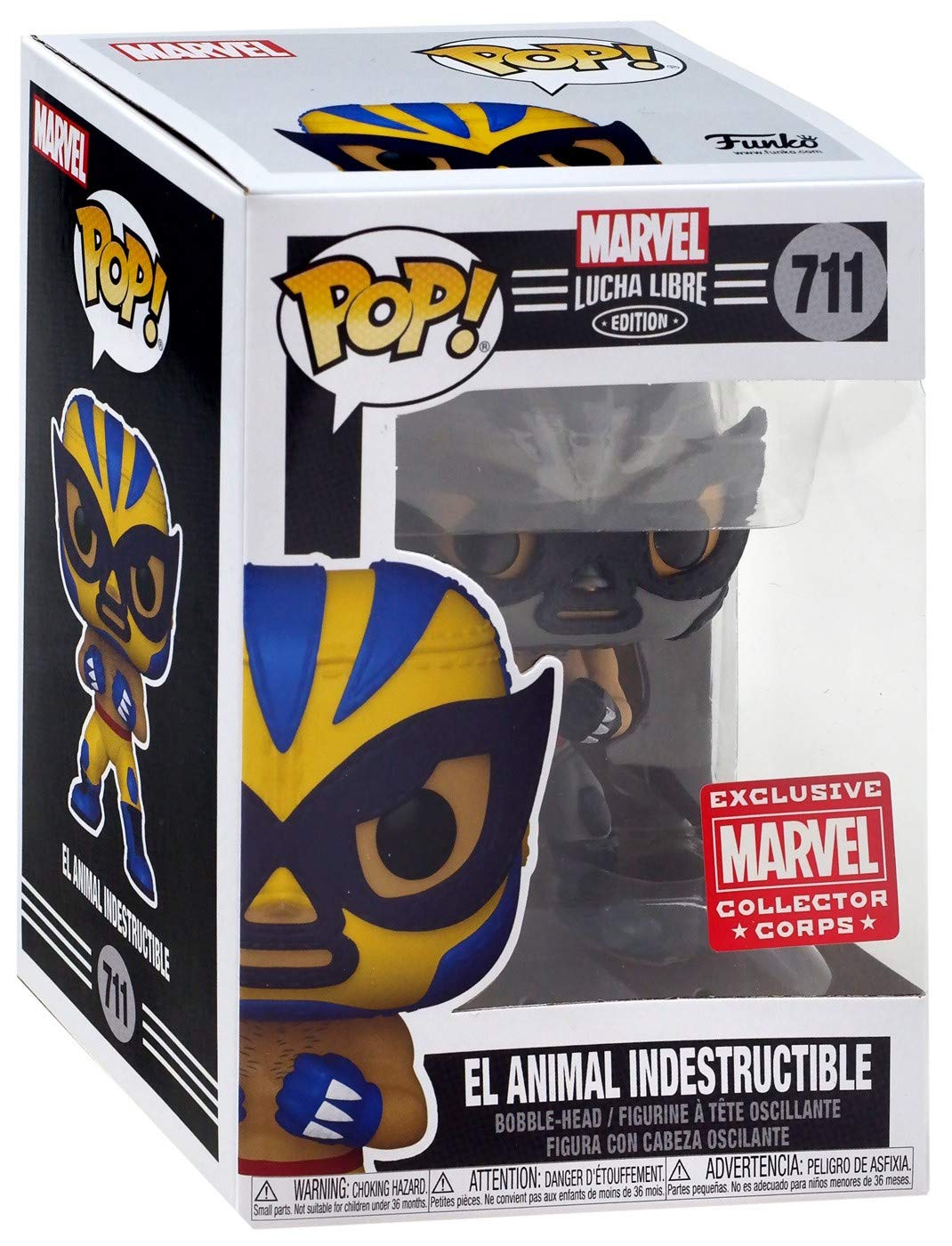 Funko POP! Marvel Lucha Libre #711 B & W El Animal Indestructible Marvel Collector Corps Exclusive [POP! Protector]