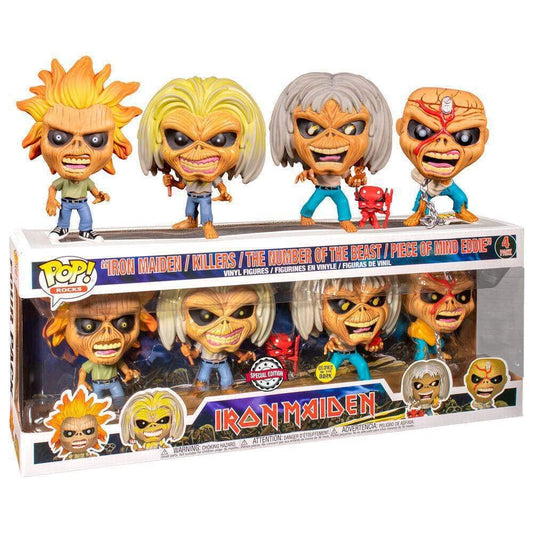 Funko POP! Rocks Iron Maiden Eddie 4-Pack [Glows in the Dark] Exclusive