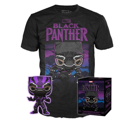 Funko POP! and Tee Marvel Black Panther [Glows in the Dark] with Size Large T-Shirt Collectors Box Exclusive