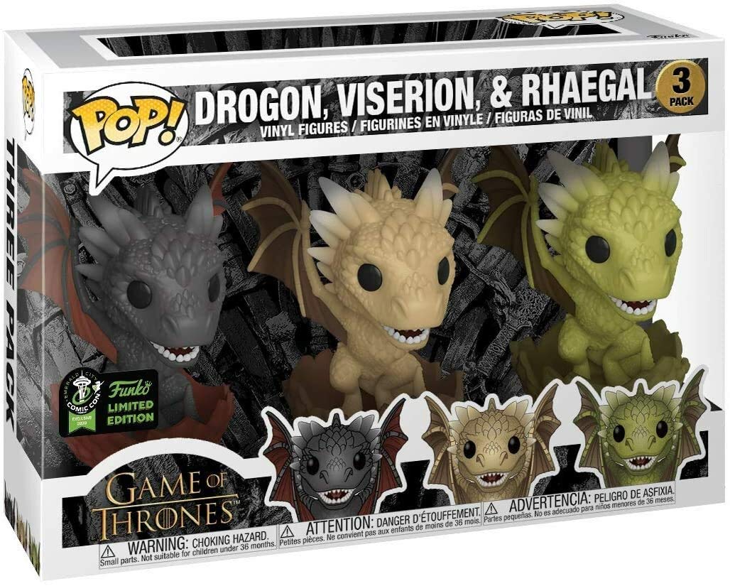 Funko POP! Game of Thrones Dragons Hatching (Drogon, Viserion & Rhaegal) ECCC 2020 Shared Exclusive 3-Pack