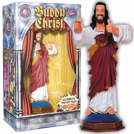 Graphitti Designs Buddy Christ Dashboard Statue, White, Red, Gold and Flesh