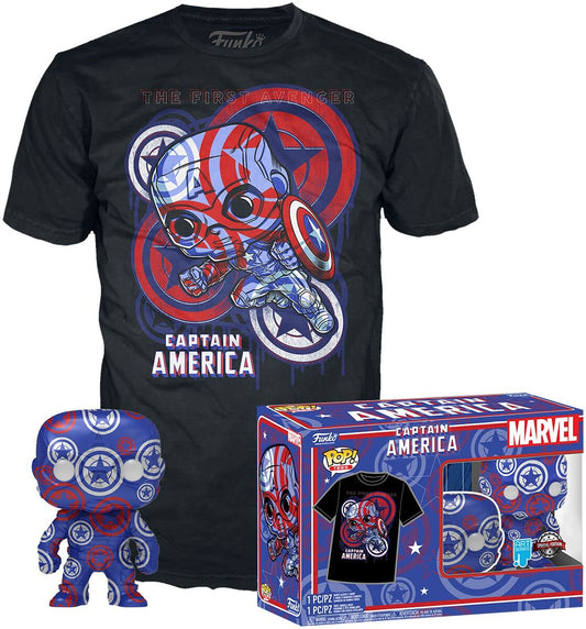 Funko POP! Tees Marvel Art Series Captain America #36 with Size Small [S] T-Shirt Collectors Box Exclusive