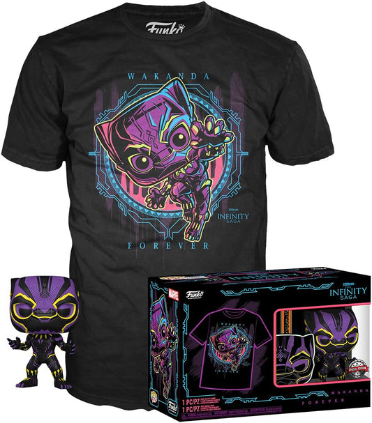 Funko POP! and Tee Marvel Black Panther [Blacklight] with Size XL T-Shirt Collectors Box Exclusive