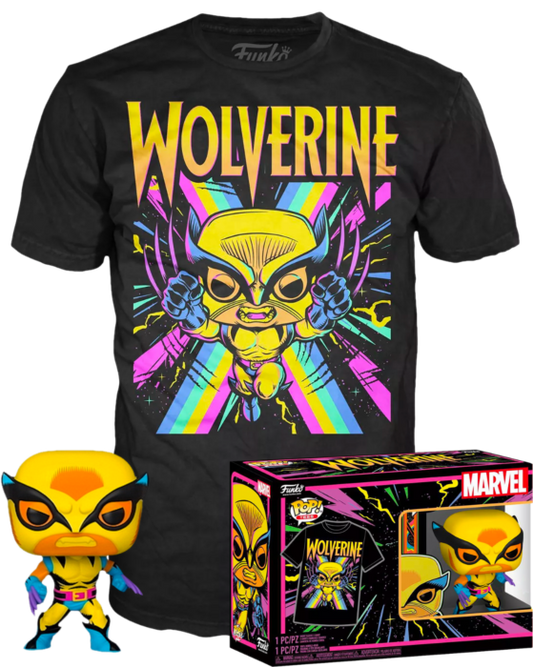 Funko POP! & Tee Marvel: X-Men Wolverine [Blacklight] with Size Large T-Shirt Collectors Box Exclusive