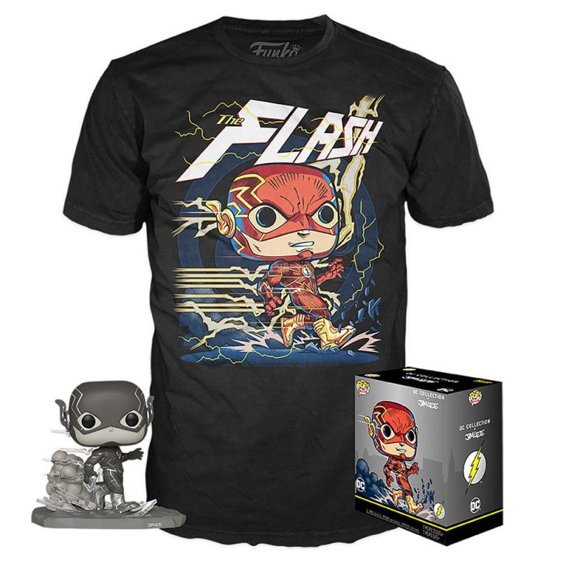 Funko POP! and Tee The Flash (Jim Lee Deluxe) (Black & White) and Flash Tee #268 Size M