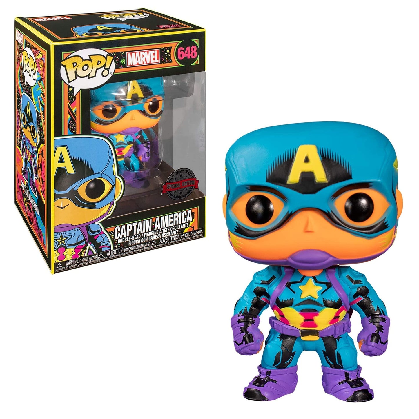 Funko POP! Marvel Captain America #648 [Black Light] Exclusive