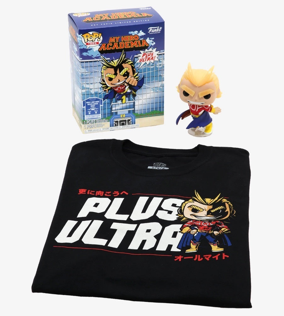 Funko POP! and Tee All Might Silver Age [Glows in the Dark] with Size Large T-Shirt Collectors Box Exclusive